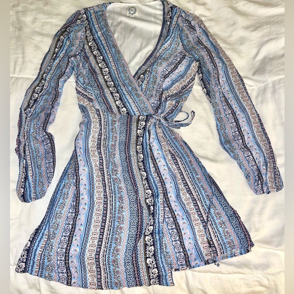 True Wrap Dress w/ Floral Print by Blue Rain from Francesca’s Collections.